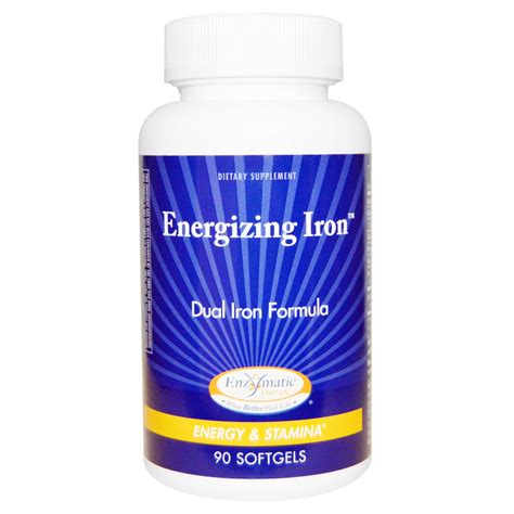 Enzymatic Therapy, Energizing Iron, Dual Iron Formula, 90 Softgels ...