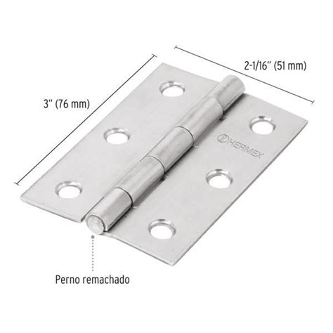 Bisagra Rectangular Inoxidable Cabeza Media Bola Incluye Pernos Br