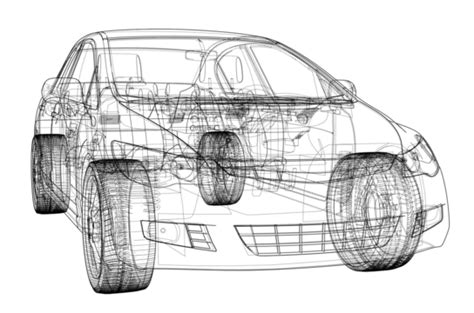 Concept Car Vector Blueprint Bumper Wheel Vector Blueprint Bumper