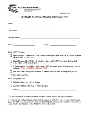 Fillable Online Ricecreek RCWD LiDAR Request Form Fax Email Print