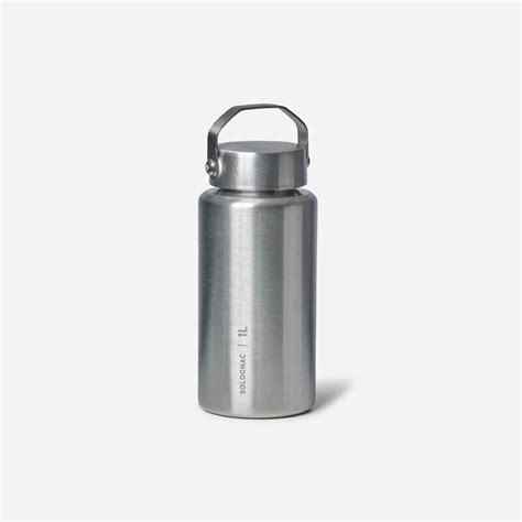 Water Bottle With Screw Cap Bushcraft 1l Stainless Steel Grey Decathlon