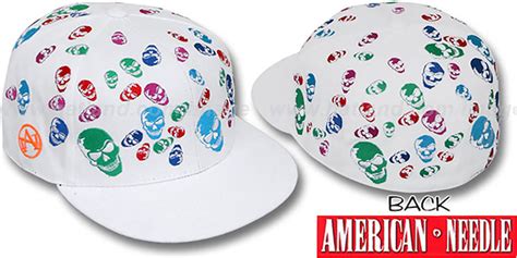 American Needle MULTI SKULLS White Fitted Hat