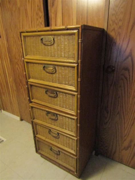Lingerie Chest Wooden With Wicker Drawer Fronts Approx Wide Deep Tall