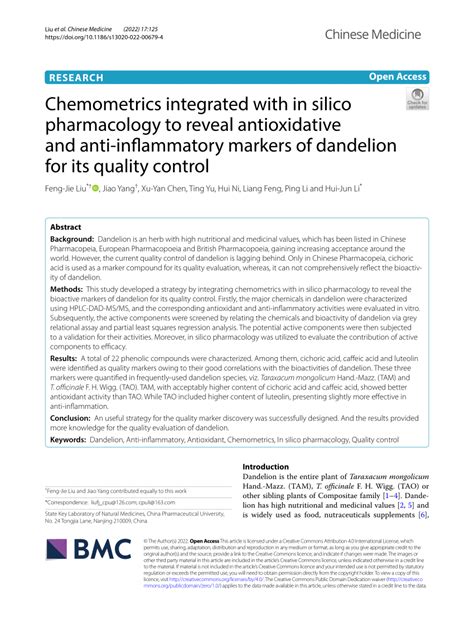 PDF Chemometrics Integrated With In Silico Pharmacology To Reveal