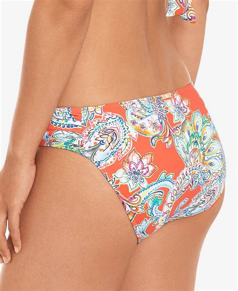 Lauren Ralph Lauren Womens Shirred Side Hipster Bikini Bottoms