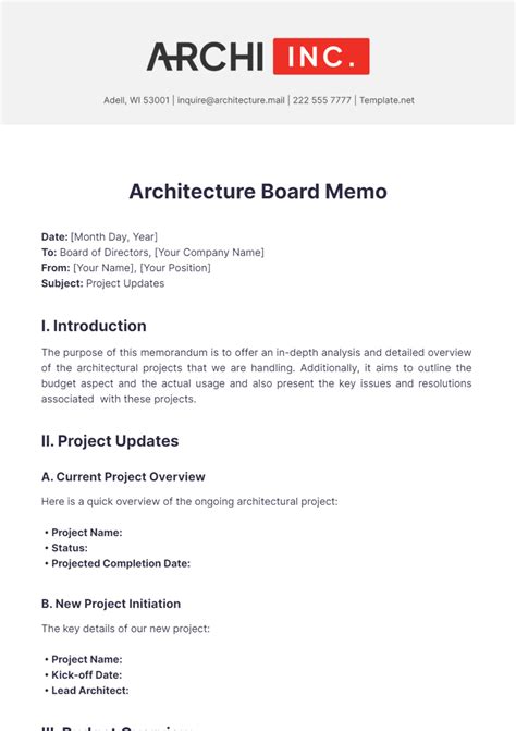 Free Architecture Board Memo Template Edit Online And Download