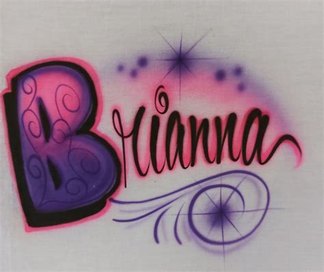 Airbrushed Big Initial Swirls Name Design Airbrush Personalized Shirt