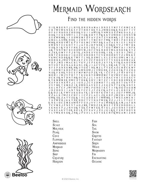 Free Mermaid Word Search Printable Mermaid Themed Activity Sheet For