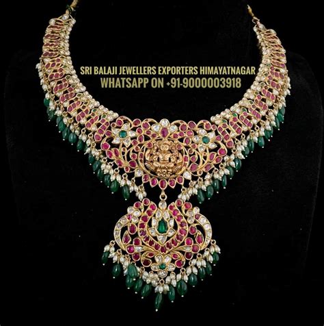 Antique Gold Peacock Kundan Necklace With Lakshmi Pendant