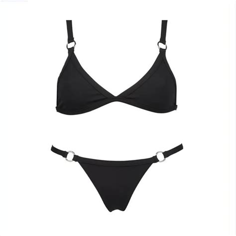 Conjunto de Bikini con sujetador acolchado bañador sólido para mujer