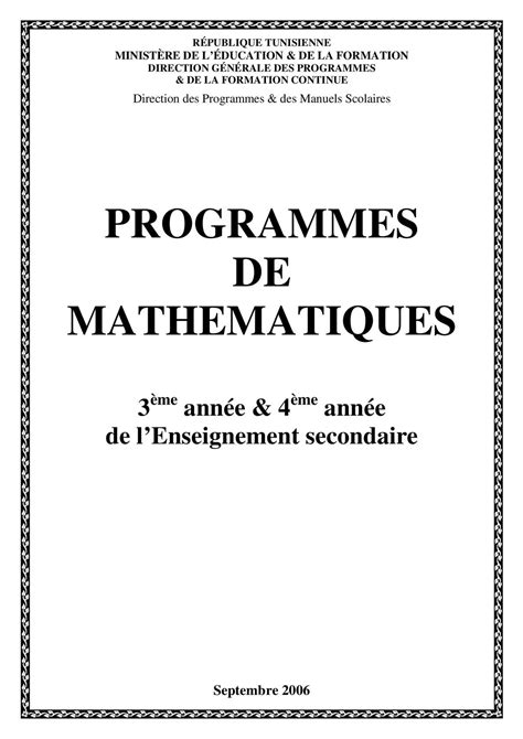 Calaméo programmes de mathématiques de 3èmes et 4èmes anées