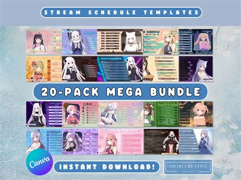 Pack Vtuber Stream Schedule Value Bundle Twitch Schedule Template