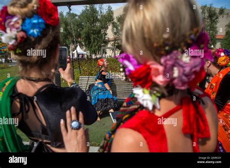 Moscow Russia 13th Of August 2022 Russian Women Take A Photo In Indian National Costumes In