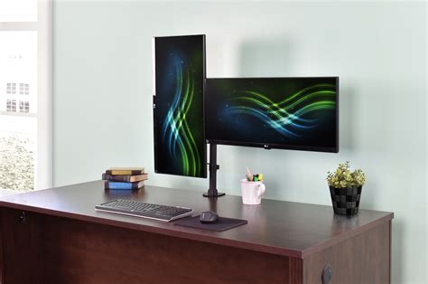 Vivo Dual Monitor Mount Fully Adjustable Stand For 2 Ultra Wide Screens