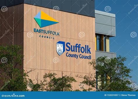 East Suffolk Council And Suffolk County Council Sign And Logo In Lowestoft, Suffolk, England ...