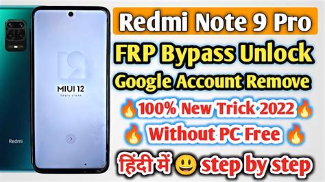 Redmi Note 9 Pro FRP Bypass MIUI 12 New 2022 All Redmi Google Account