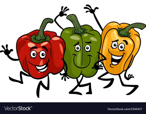 Peppers Vegetables Group Cartoon Royalty Free Vector Image