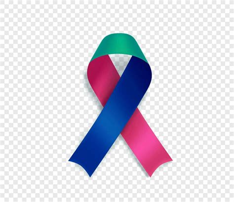 Thyroid Cancer Awareness Symbol Teal Pink And Blue Ribbon Isolated On