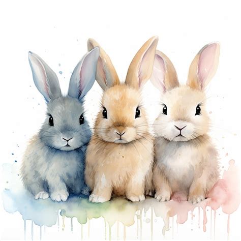 Premium Ai Image There Are Three Rabbits Sitting Next To Each Other