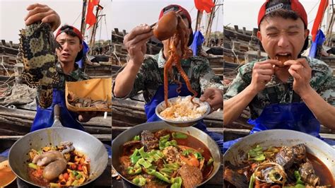 Fisherman Dagang Eats Octopus Prawns Abalone Grouper Oysters And