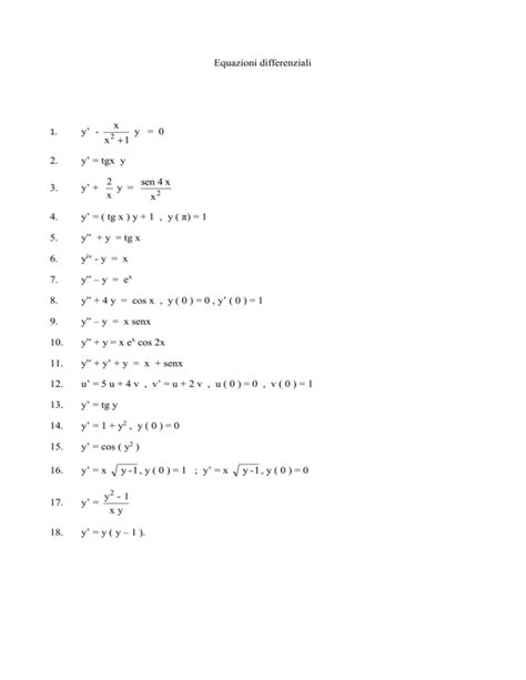 06 Esercizi Su Equazioni Differenziali