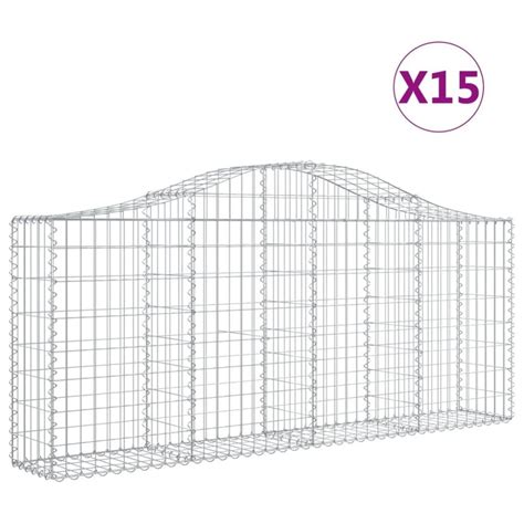 Paniers à gabions arqués 15 pcs 200x30x80 100 cm Fer galvanisé Leroy