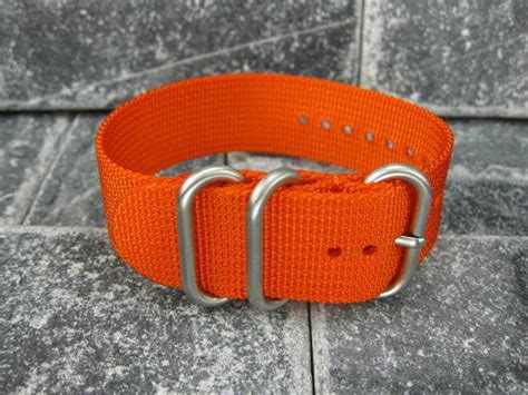 Ballistic Nylon Diver Strap Rings Orange Watch Band Brush For Zulu