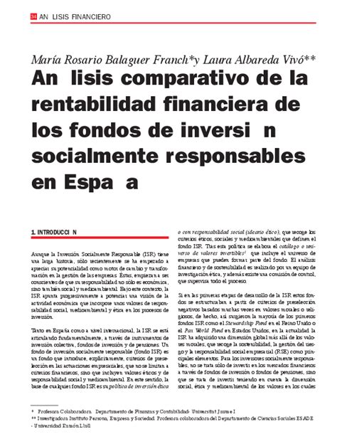 Pdf Análisis Comparativo De La Rentabilidad Financiera De Los Fondos