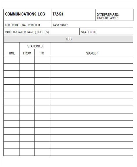 Free 37 Log Templates In Ms Word