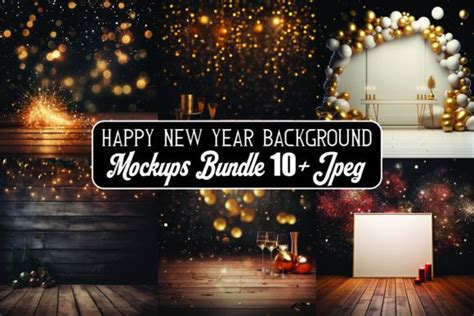 Happy New Year Backgrounds Mockup Bundle Graphic By Fly Mockup Store