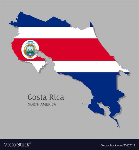 Map costa rica with national flag Royalty Free Vector Image