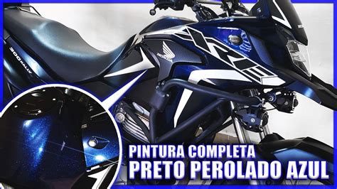 PINTURA PRETO PEROLADO AZUL XRE 300 RESTAURAÇÃO COMPLETA YouTube