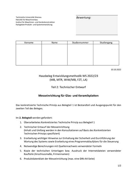 EM Beleg WS 2022 23 Teil2 1 Technische Universität Ilmenau Fakultät