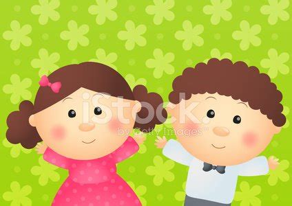 Cute Kids On Green Background Stock Vector | Royalty-Free | FreeImages