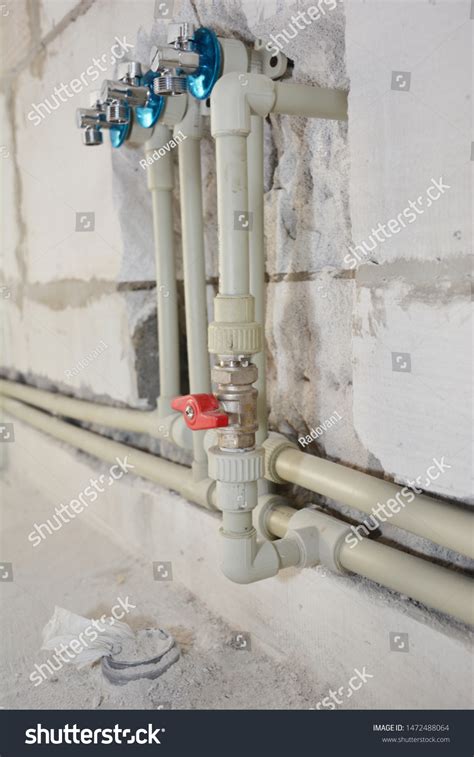 Installing Hide Wall Water Pipes House Stock Photo 1472488064