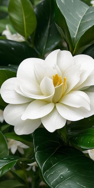 Una Flor Blanca Con Un Centro Amarillo Foto Premium