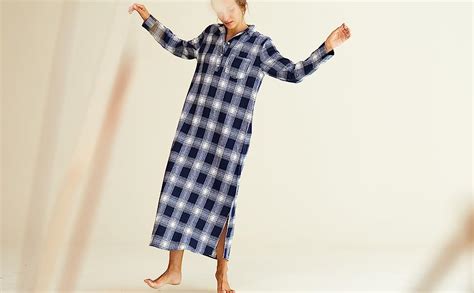 Latuza Womens Plaid Flannel Nightgowns Full Length Sleep Shirts At