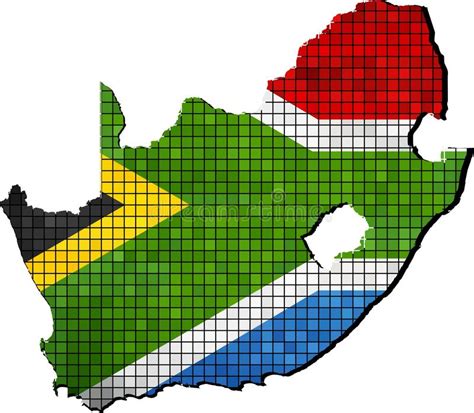 Mapa De Suráfrica Con La Bandera Dentro Ilustración del Vector