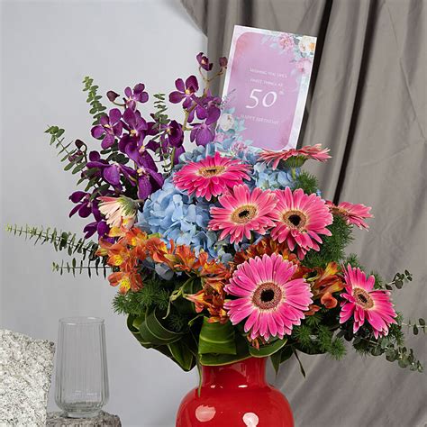 50th Birthday Flowers Arrangement Delivery In Singapore Fnp Sg