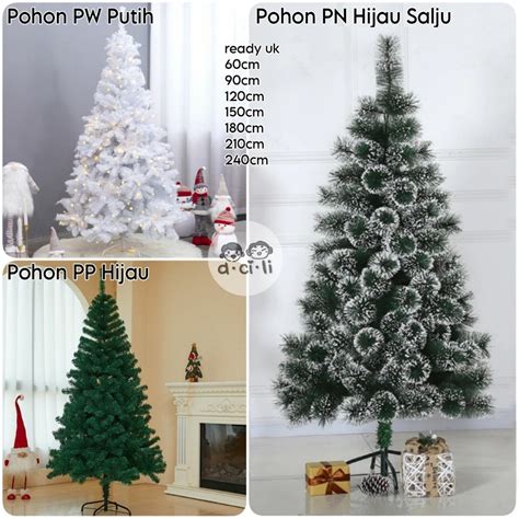 Jual 120 CM Pohon Natal Cemara Merry Christmas Tree Putih Hijau Salju