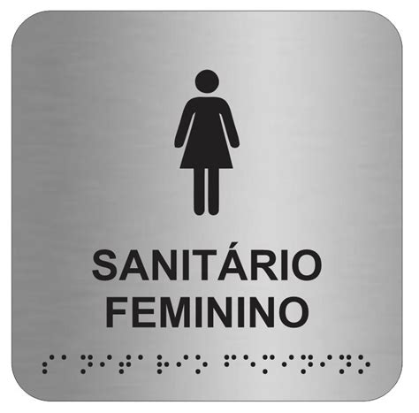 Placa WC Feminino Aluminio Braille ABNT NBR 9050 Iplacas Sinalização