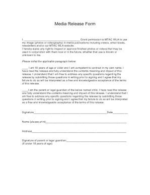 Fillable Online Free Media Liability Release Form Wordpdfeformsfree