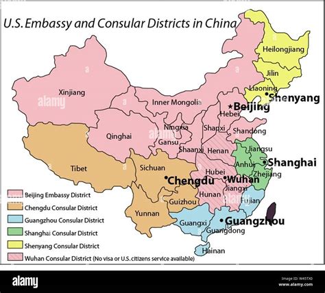 Consular District Of China Map Stock Photo Alamy