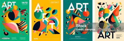 Colorful Abstract Modern Art Posters Illustrations Stock Illustration