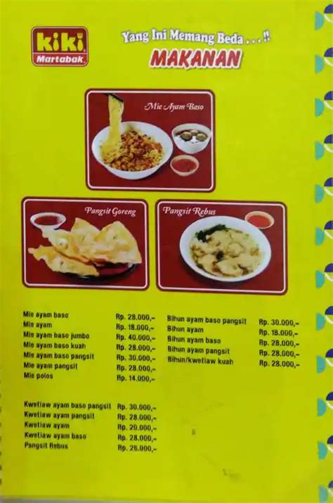 Menu At Martabak Kiki Restaurant Bogor Jl Pahlawan 35