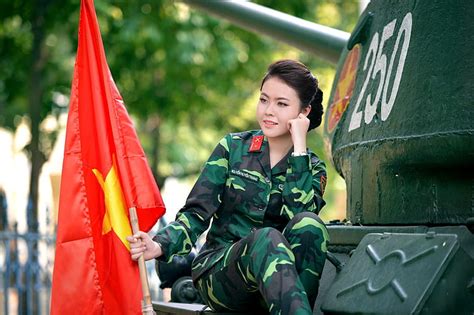 HD wallpaper: flag, tank, Asian, military uniform, Vietnam, girl ...