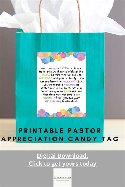 This Pastor Appreciation Candy T Tag Will Make For A Funny Printable