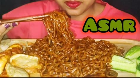 ASMR SAMYANG BLACK BEAN FIRE NOODLES FRIED CHICKEN DUMPLING EATING