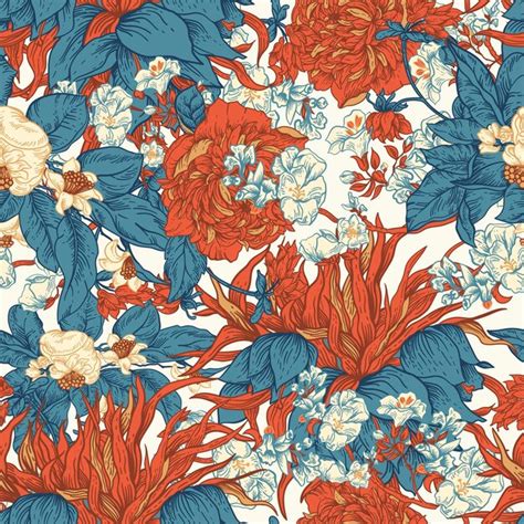 Premium Vector Gentle Vector Vintage Floral Seamless Pattern