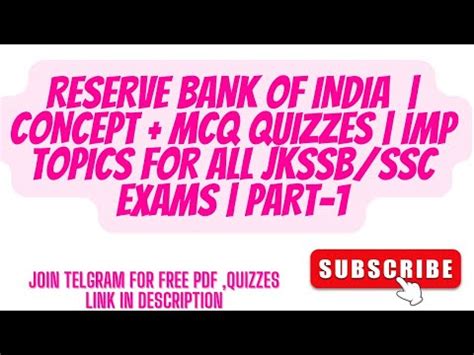 Reserve Bank Of India Concept Mcq Quizzes Imp Topics For All